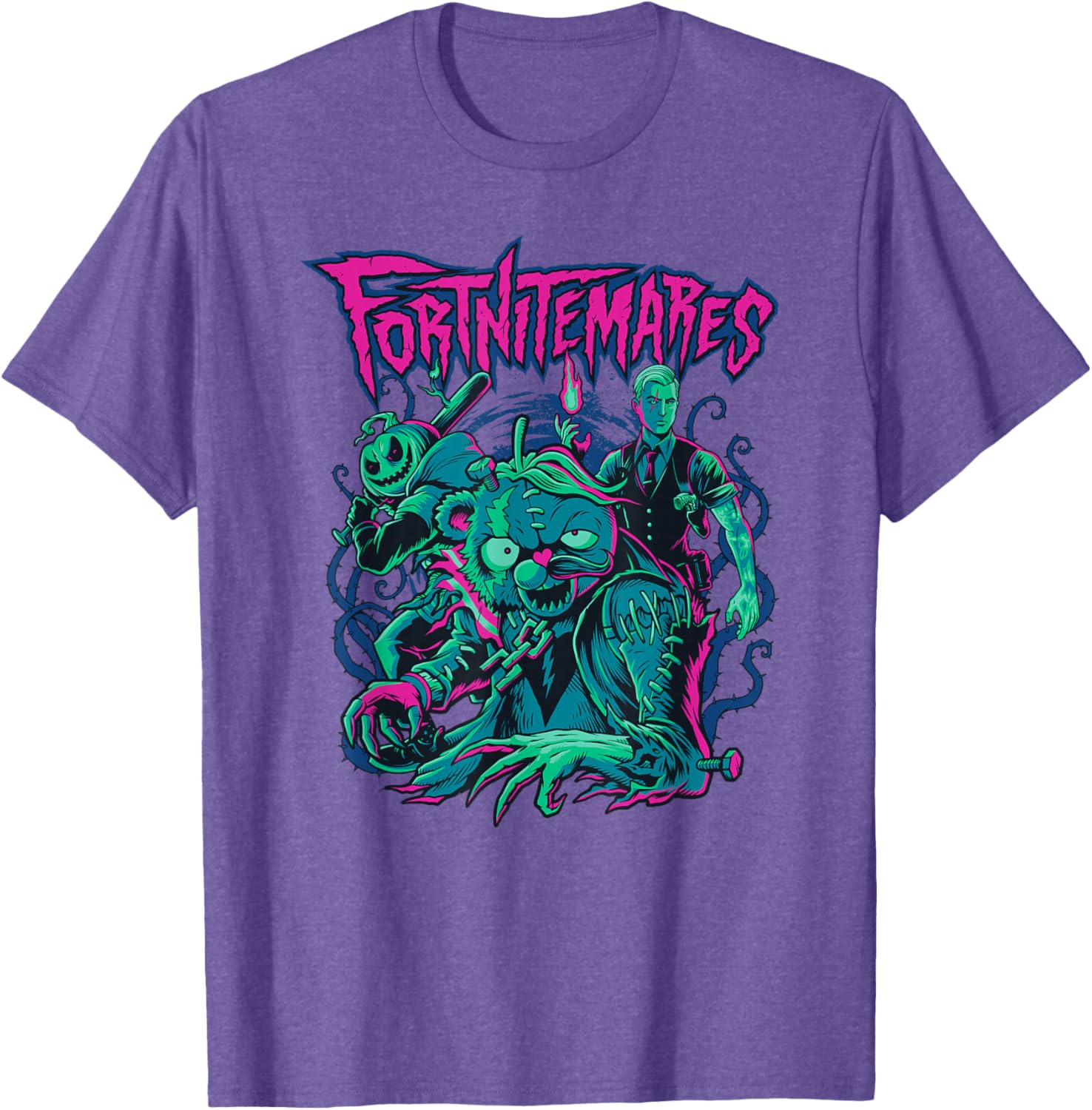 Fortnite Halloween Fortnitemares Retro Horror Group Shot T-Shirt for Fans - 14