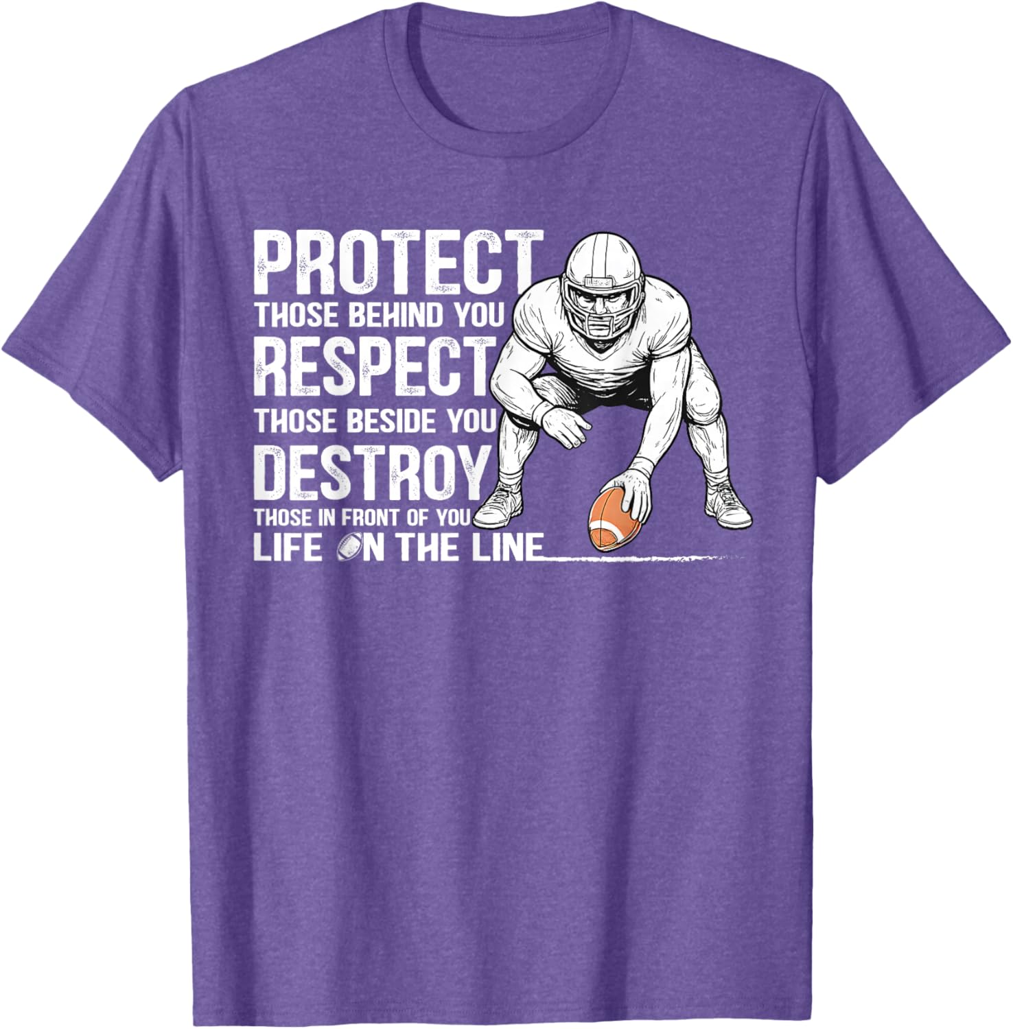 Vintage Protect Respect Destroy Offensive Lineman Football T-Shirt - 15