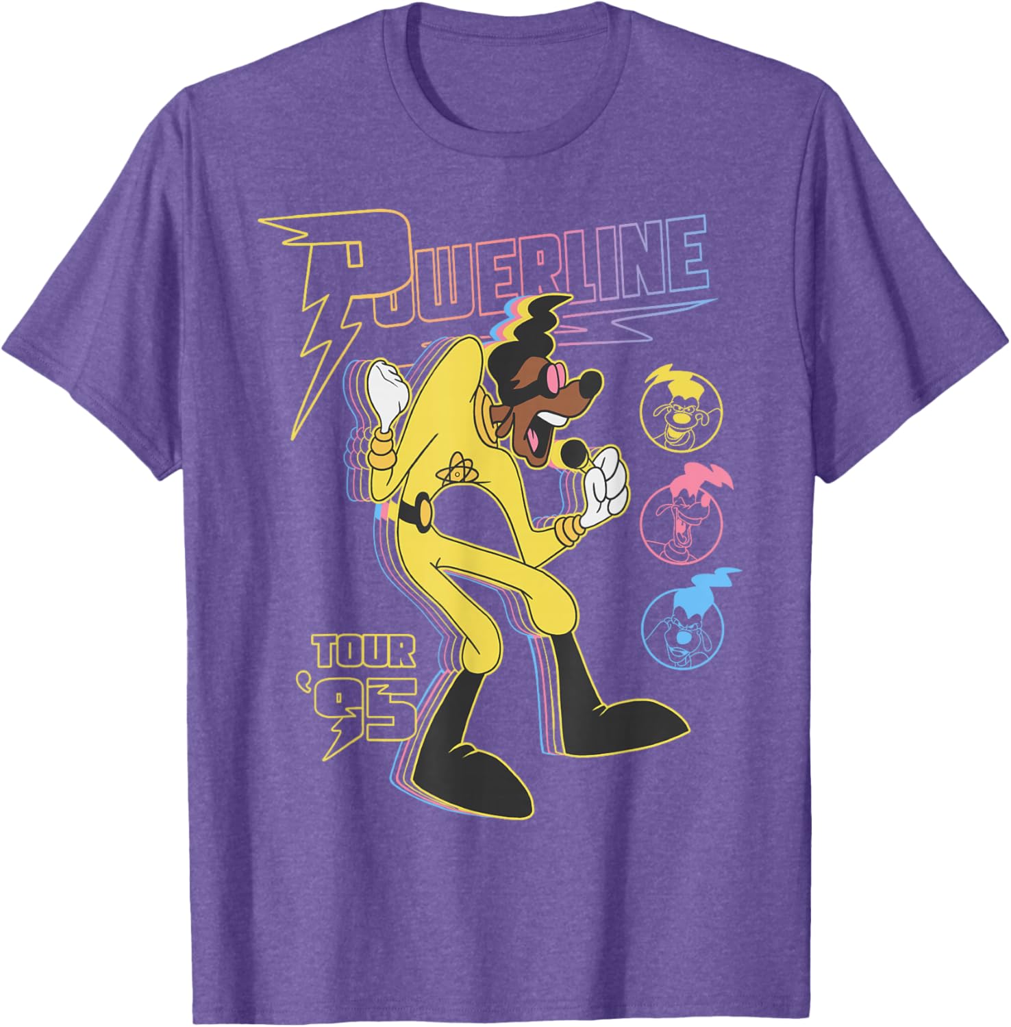 Retro Goofy Movie Powerline Tour 95 Neon Poster T-Shirt for Fans - 7