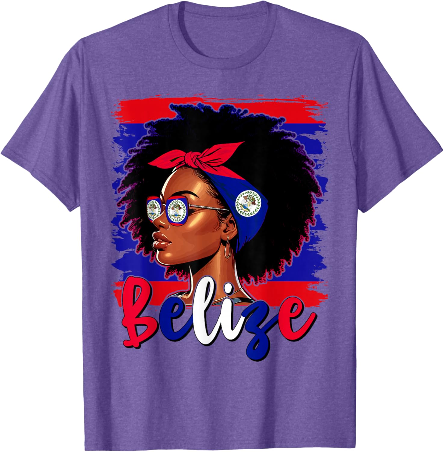 Proud Belizean Girl T-Shirt with Belize Flag for Women’s Fashion - 20