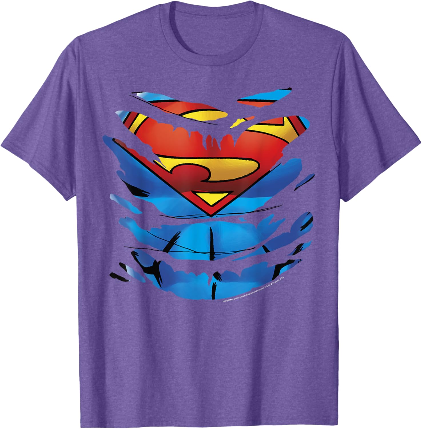 Superman Costume Rip Through T-Shirt for Fans of DC Comics Apparel - 8