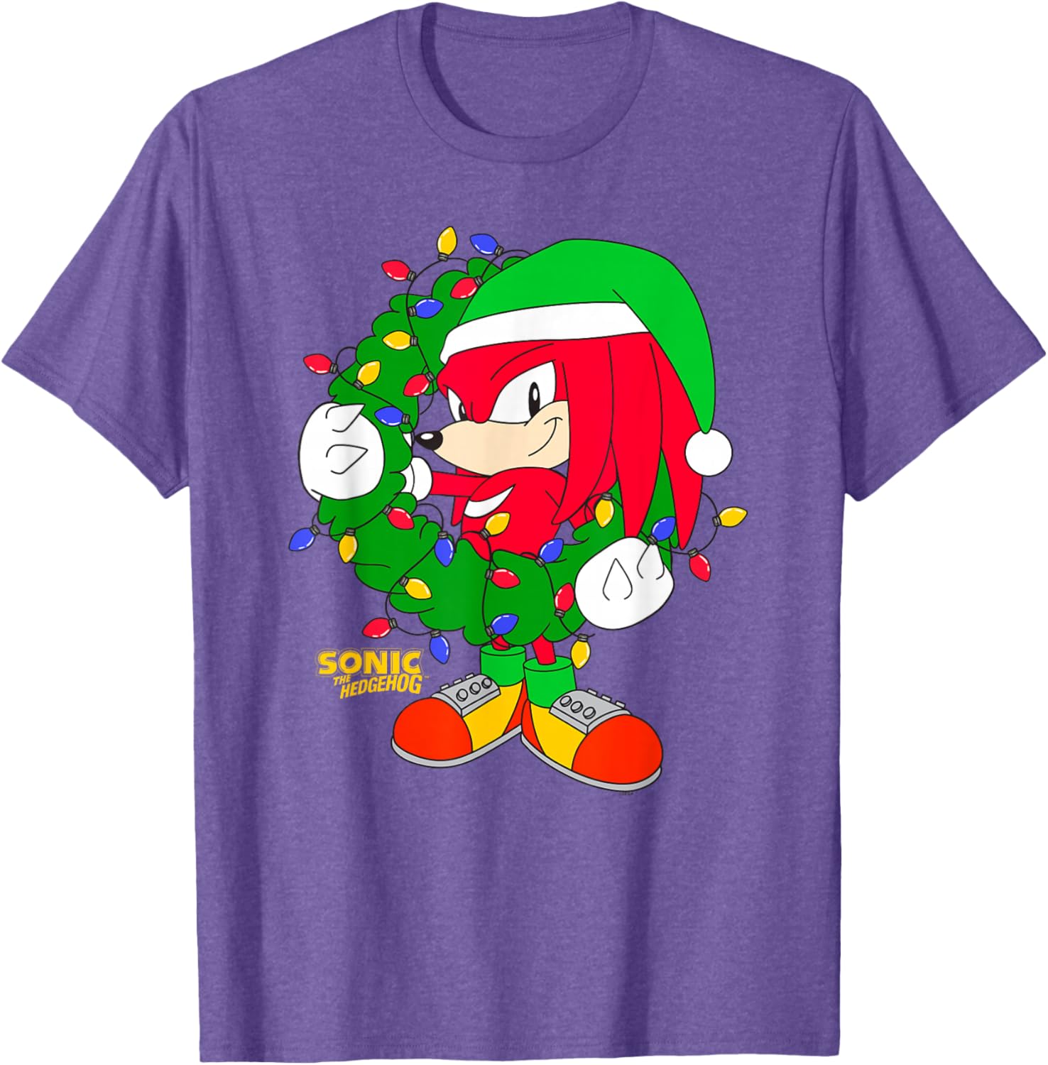 Sonic the Hedgehog Christmas Knuckle Wreath T-Shirt for Holiday Cheer - 7