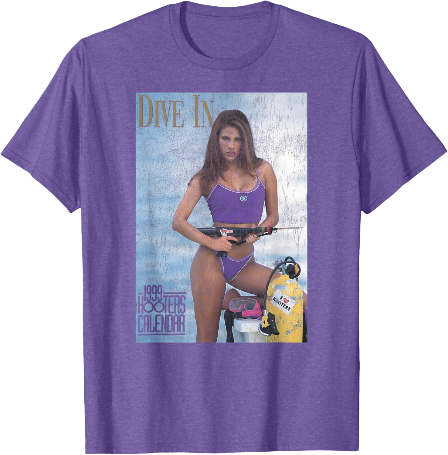Vintage Hooters Calendar 1999 Beach Pin Up Girl T-Shirt for Men and Women - 2