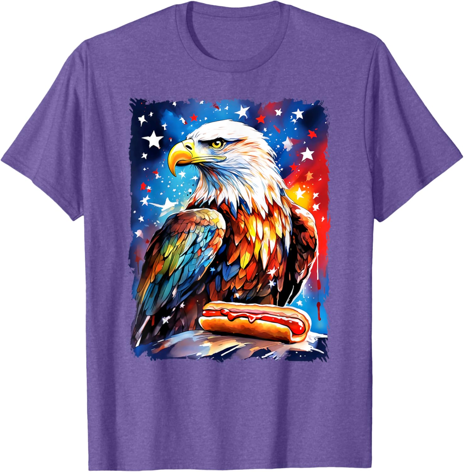 Patriotic 4th of July T-Shirt with Hotdog and Eagle Design for All Ages - 22
