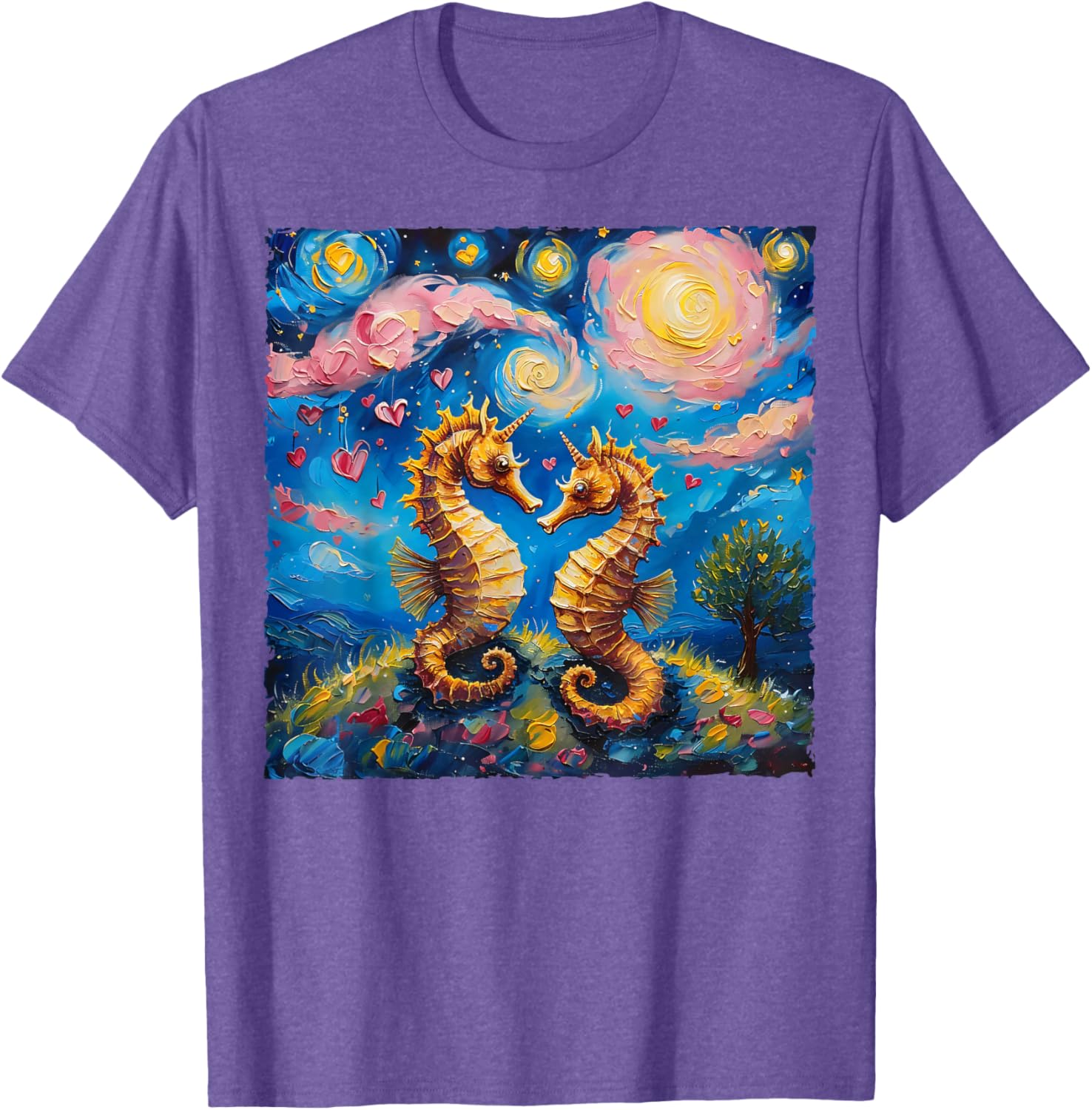 Seahorse Van Gogh Starry Night Couples T-Shirt for Valentine's Day Gift - 27