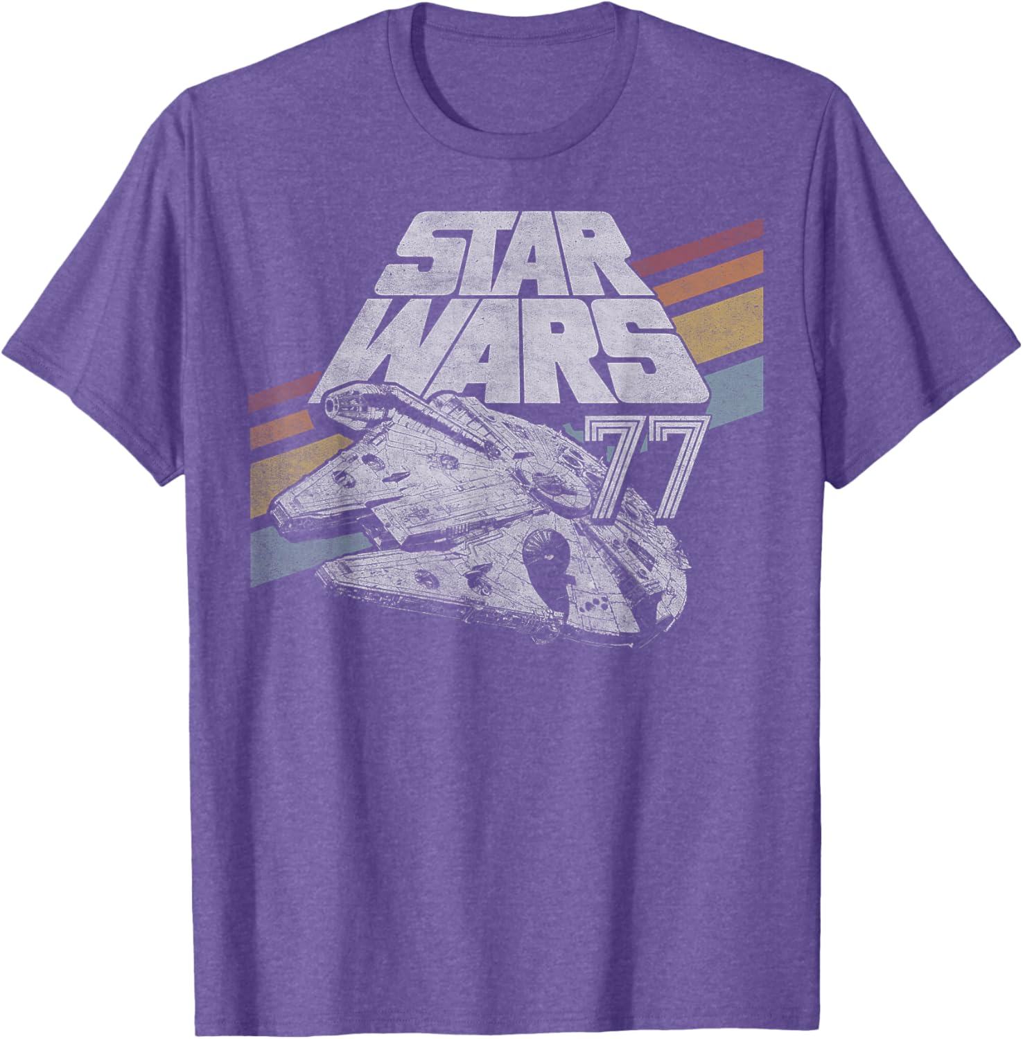 Retro Star Wars Millennium Falcon T-Shirt with Diagonal Stripes for Fans - 15