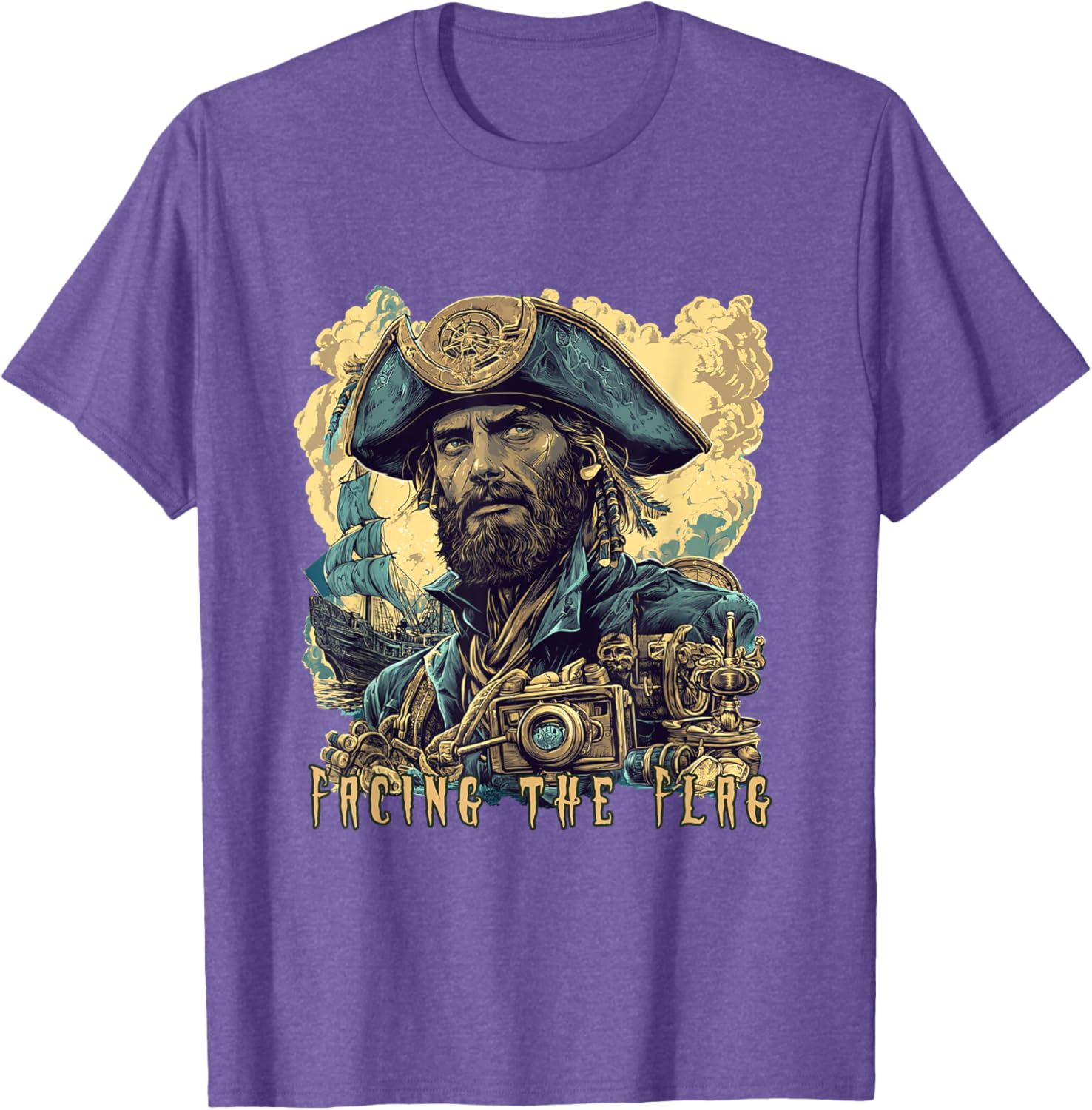 Vintage Jules Verne Sci-Fi T-Shirt Featuring Facing the Flag Design - 2