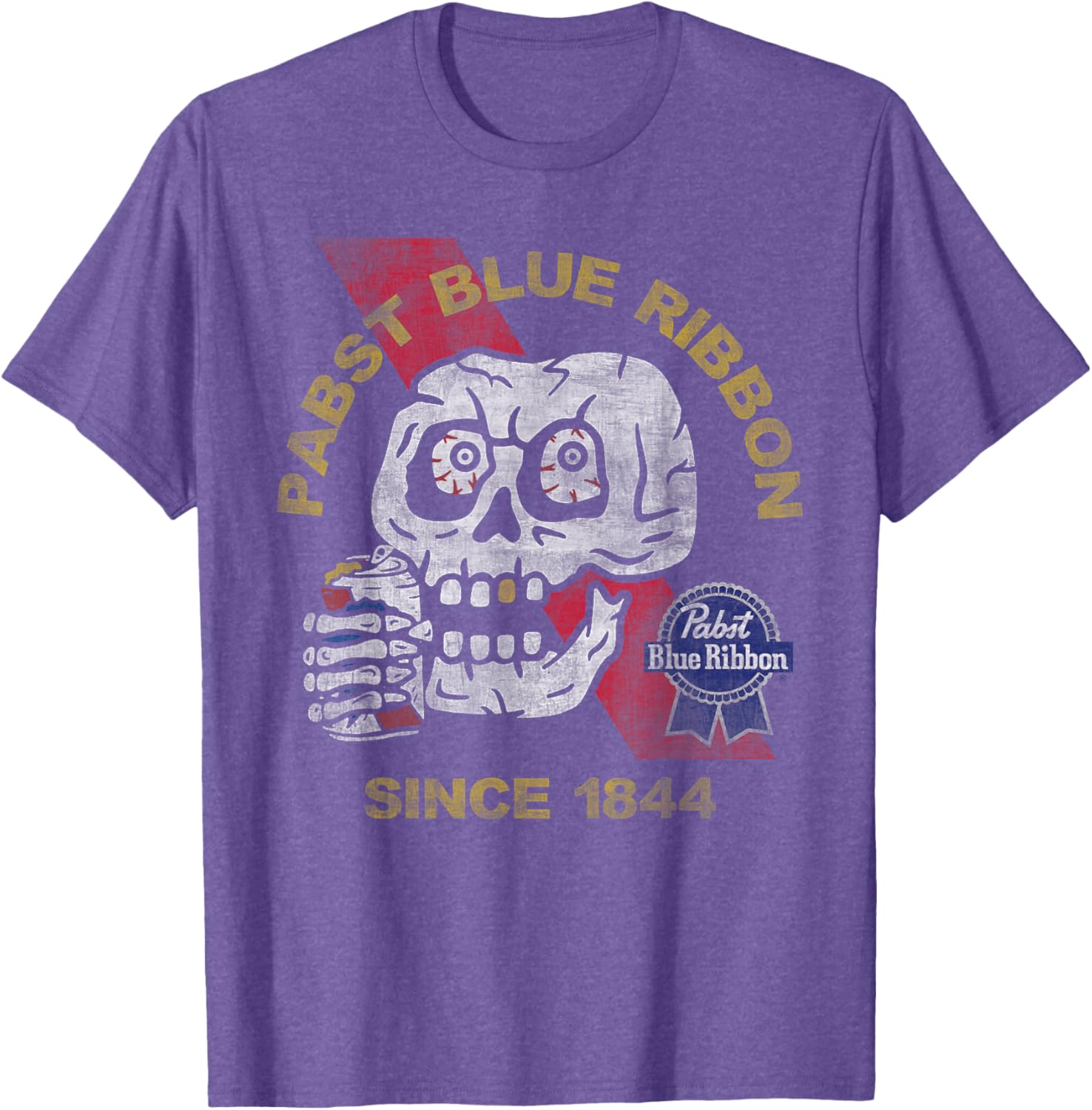 Weathered Pabst Beer Skull T-Shirt Vintage Style Since 1844 - 6