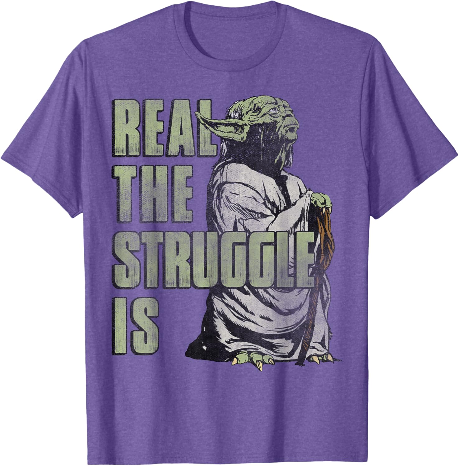 Star Wars Yoda Graphic T-Shirt The Struggle Is Real Fun Apparel - 10