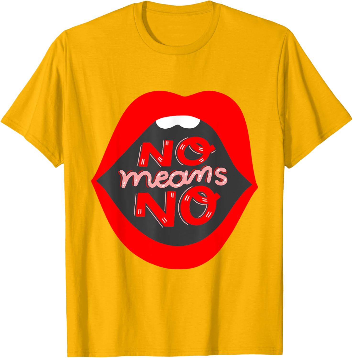 Retro Feminist No Means No Consent Pop Art Lips T-Shirt for Awareness - 19