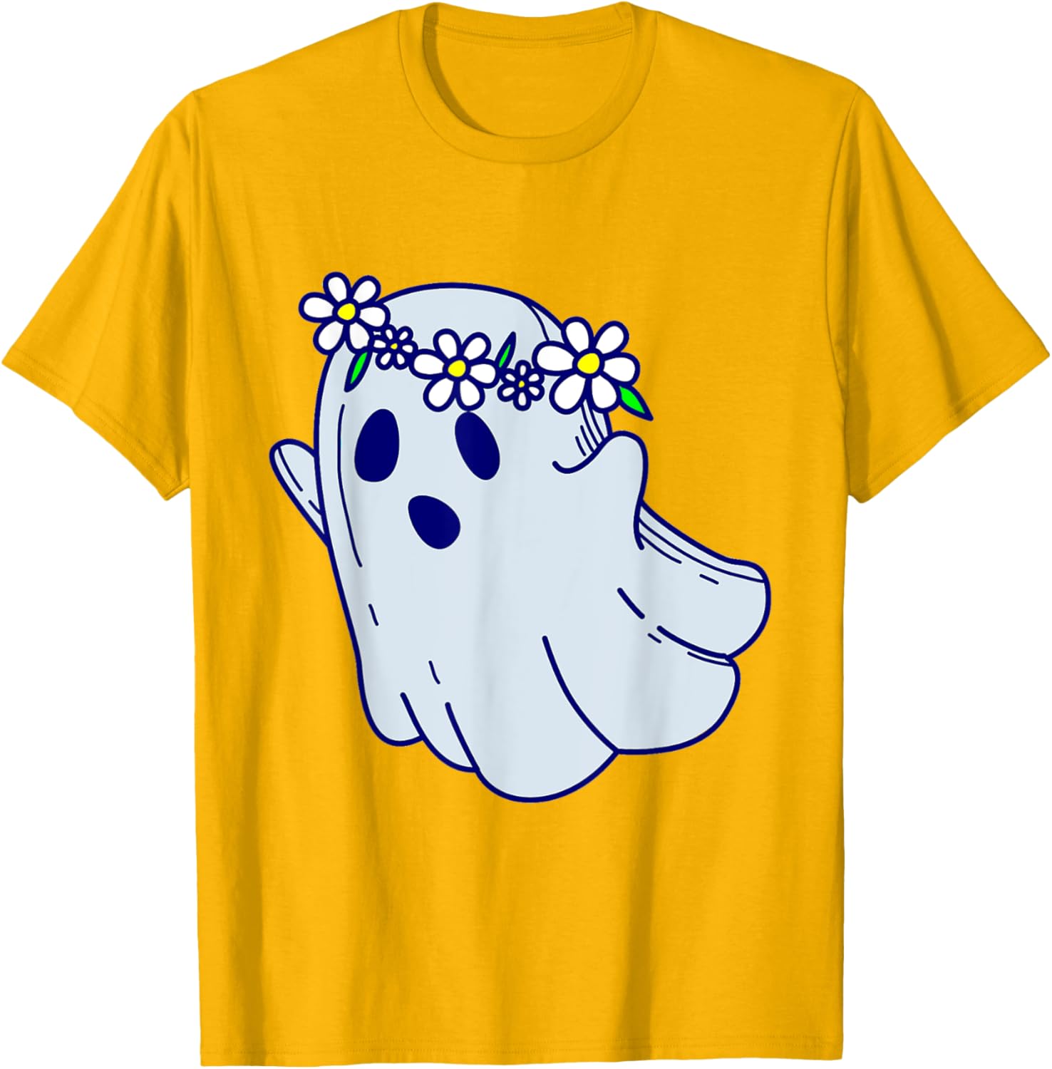 Groovy Halloween Ghost Boho Floral 1960s Goth T-Shirt for Spooky Style - 22