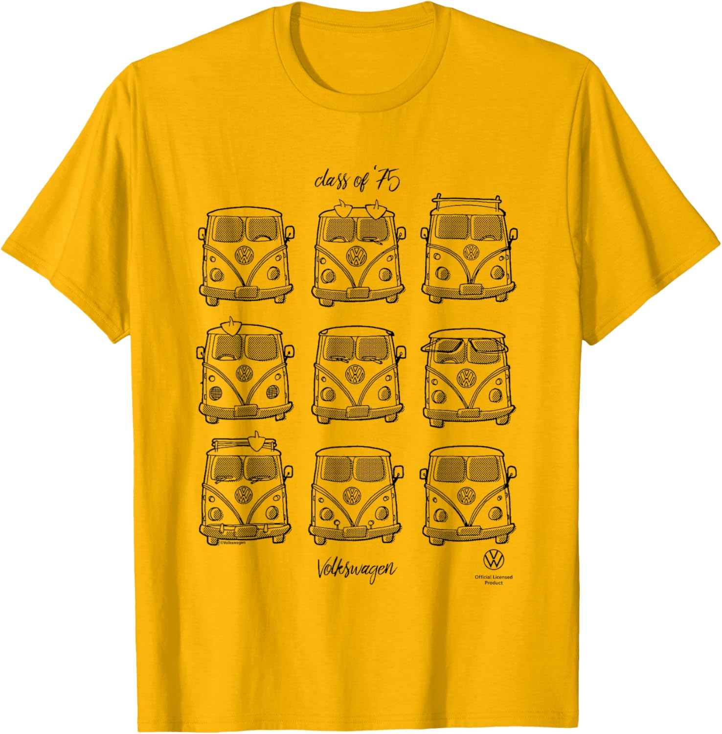 Vintage Volkswagen Type 2 T1 Campervan Class of 75 T-Shirt for Fans - 2