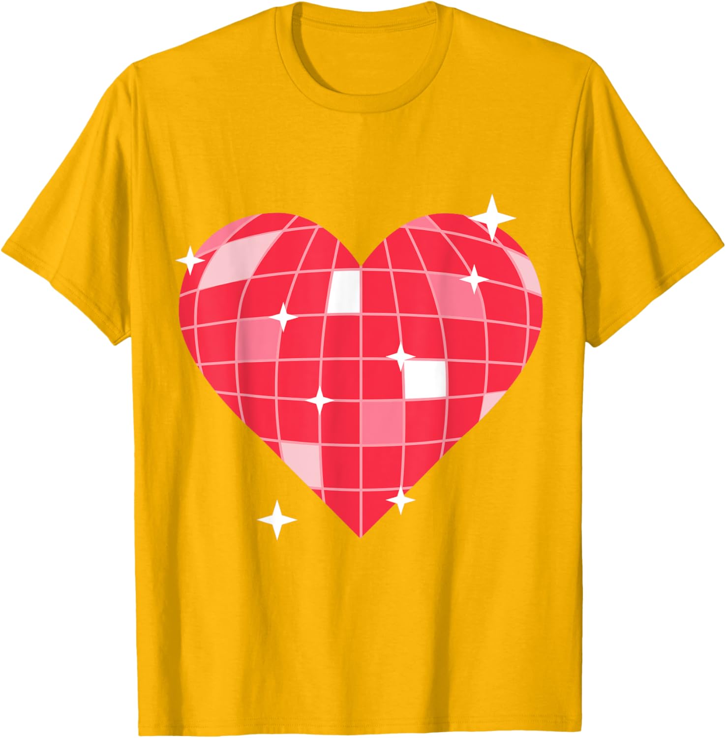 Retro 1970s Pink Heart Disco Ball T-Shirt for Vintage Lovers - 6