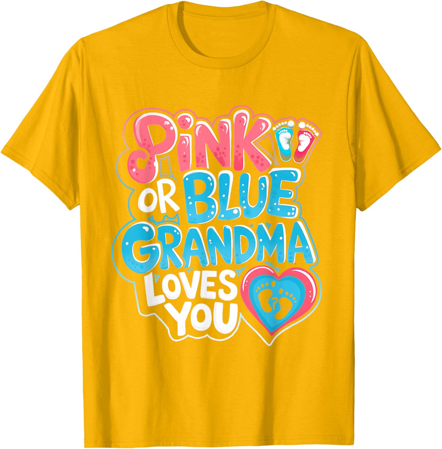 Pink or Blue Grandma Loves You Gender Reveal Party T-Shirt for Fun Celebrations - 4