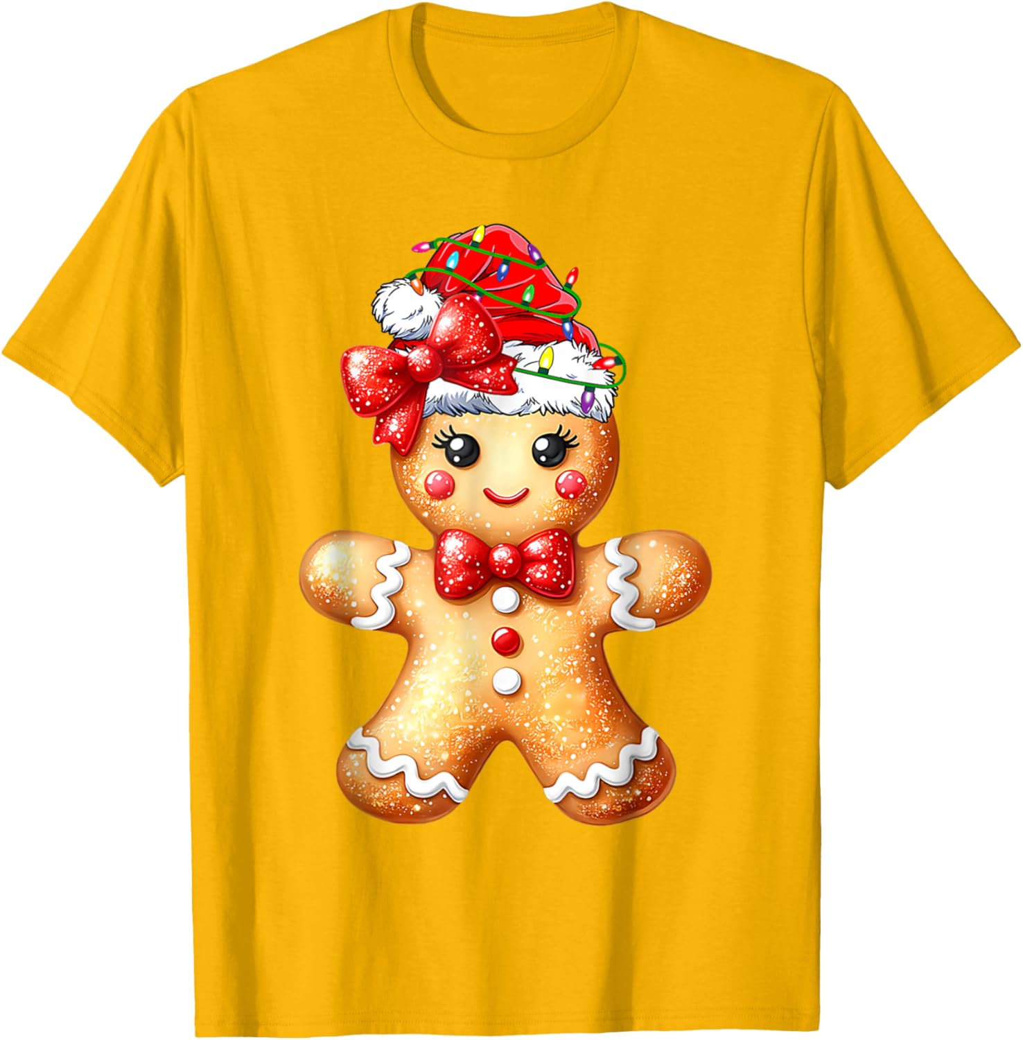 Merry Christmas Gingerbread Santa T-Shirt for Girls and Women - 29