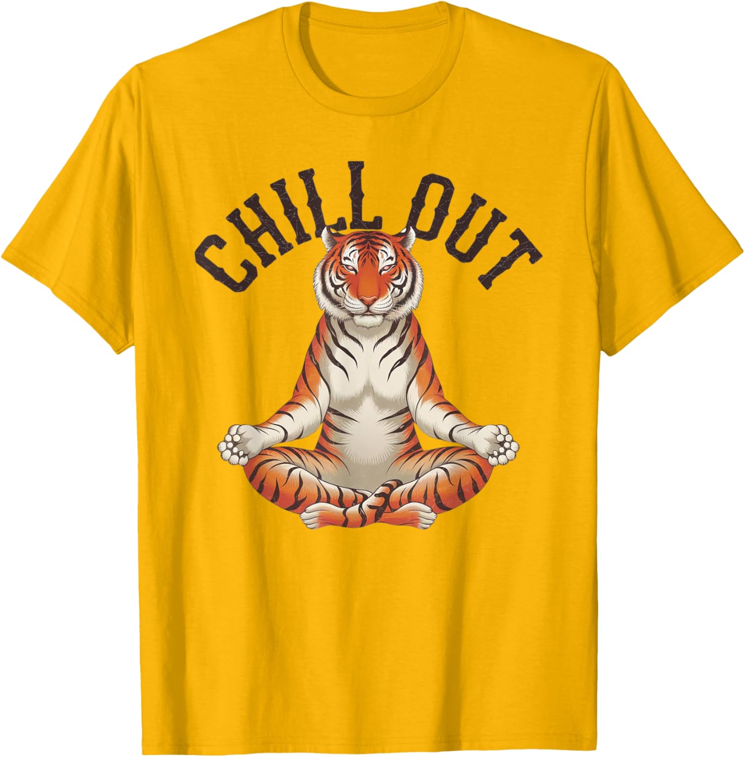 Tiger Chill Out Vintage Yoga T-Shirt for Fun Meditation Lovers - 10