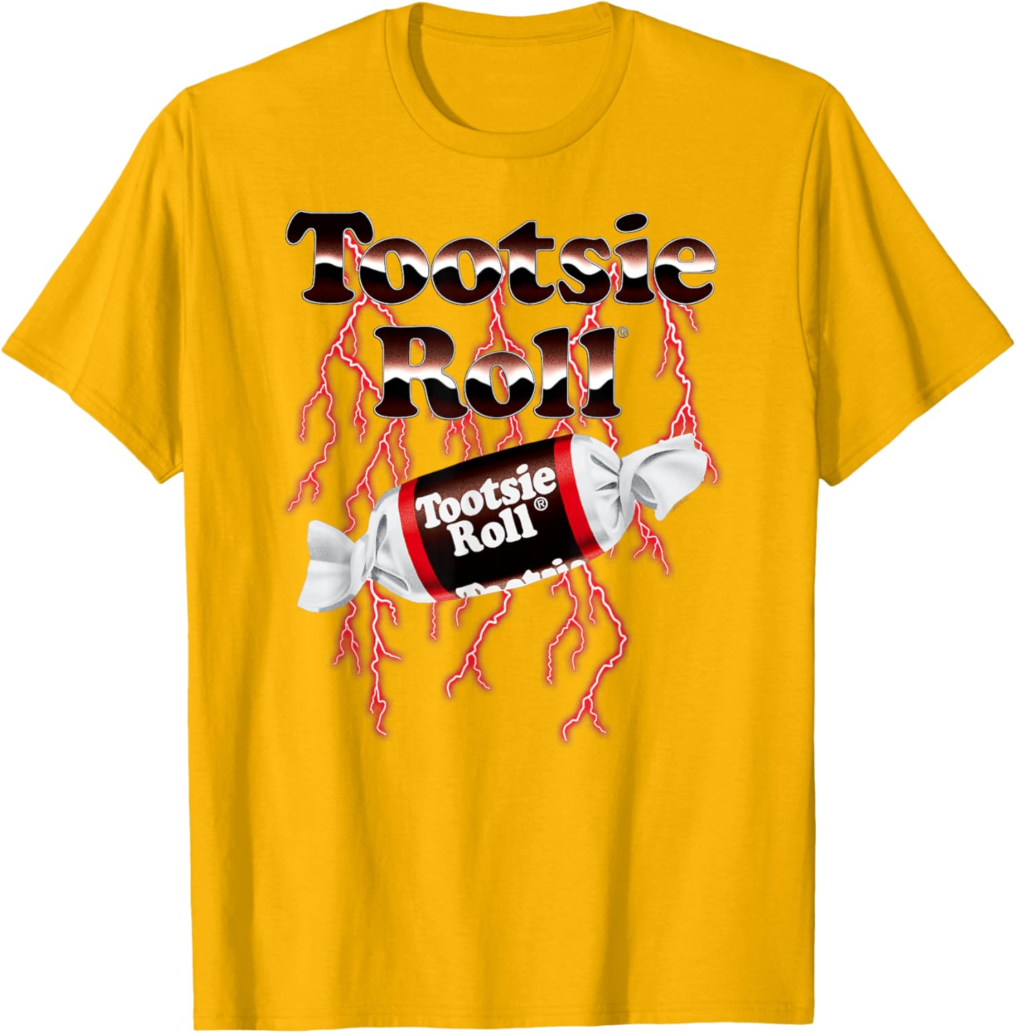 Tootsie Roll Chrome Logo T-Shirt with Red Lightning Design for Candy Lovers - 3