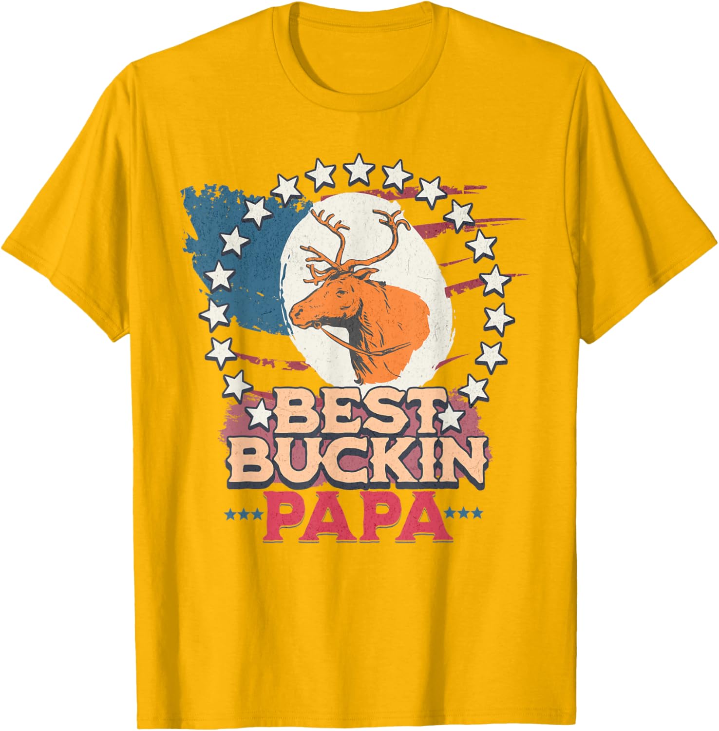 Best Bucking Papa American Flag T-Shirt for Fathers Who Love Hunting - 3