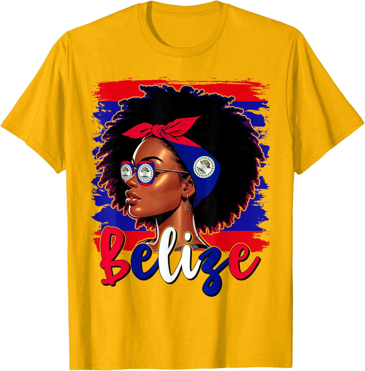 Proud Belizean Girl T-Shirt with Belize Flag for Women’s Fashion - 16