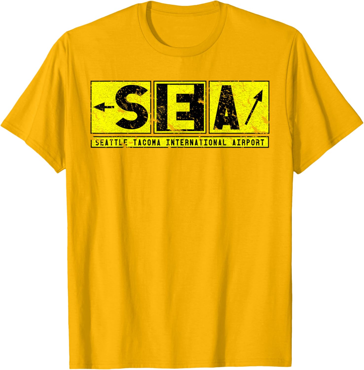 Vintage SEA Seattle Tacoma Airport Taxiway Sign Pilot T-Shirt - 4