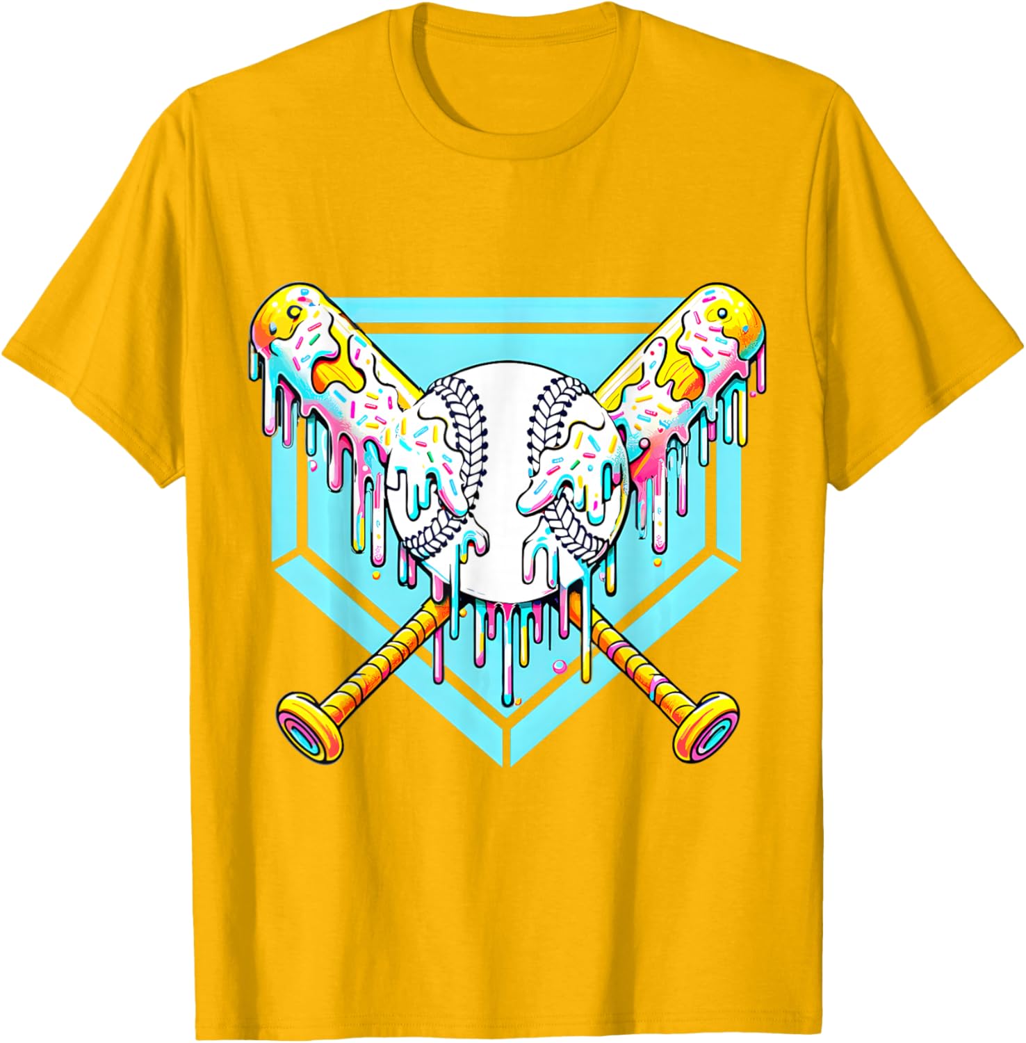 Youth Baseball Drip Ice Cream T-Shirt Fun Apparel for Young Athletes - 24