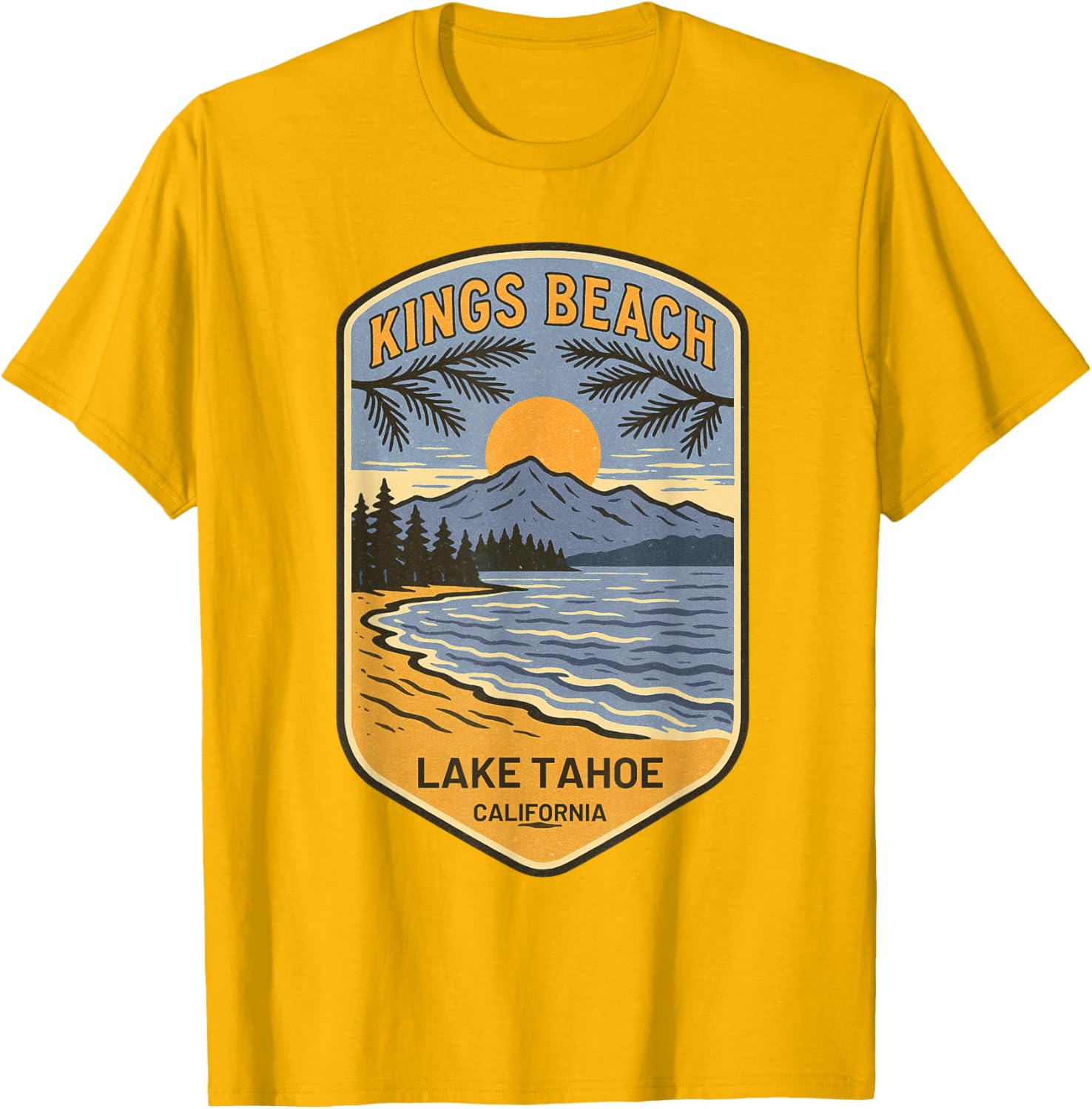 Retro Kings Beach Lake Tahoe T-Shirt Vintage Art Souvenir Apparel - 23