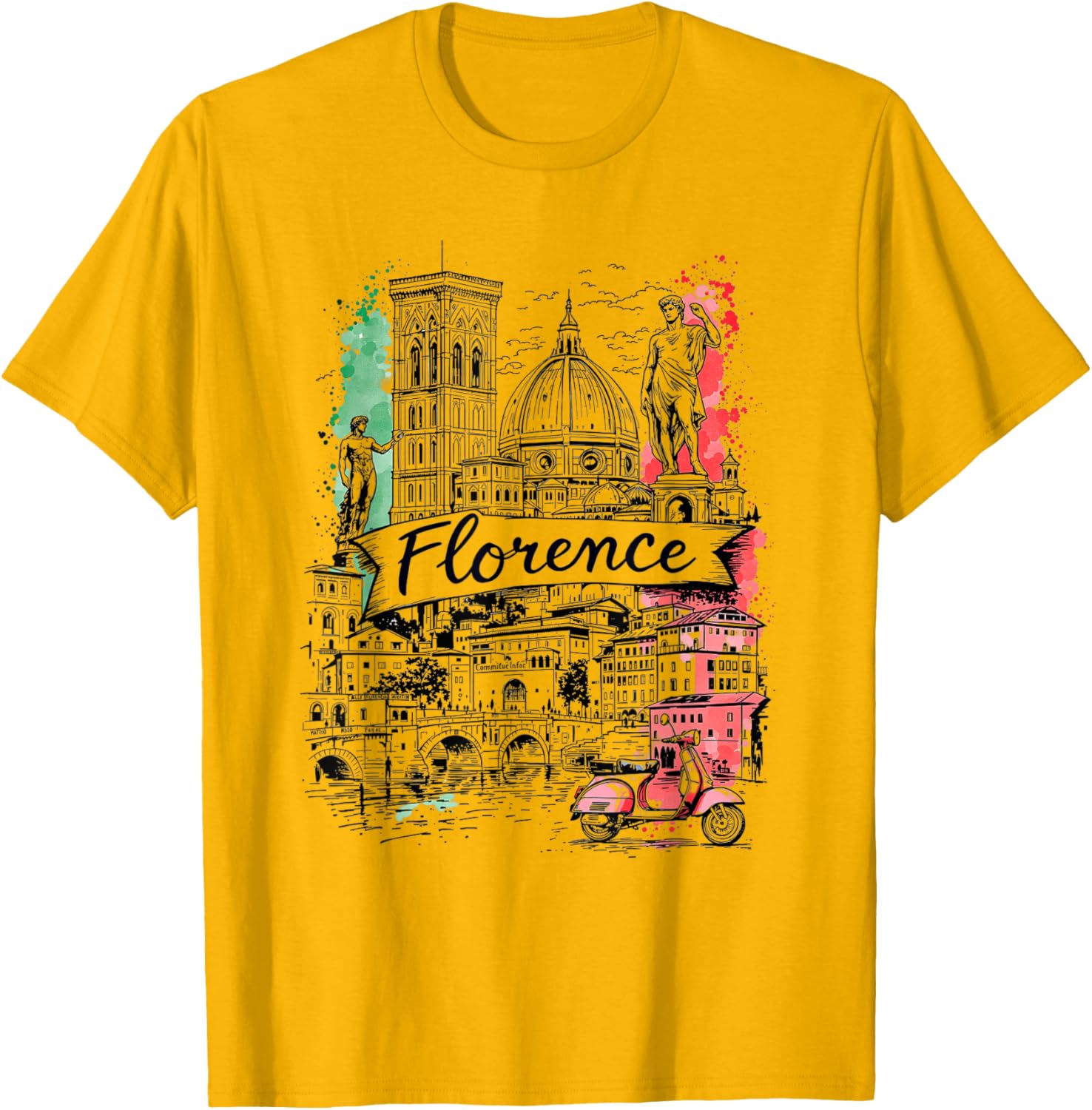 Vintage Florence Italy Art T-Shirt Souvenir for Travel Lovers - 5