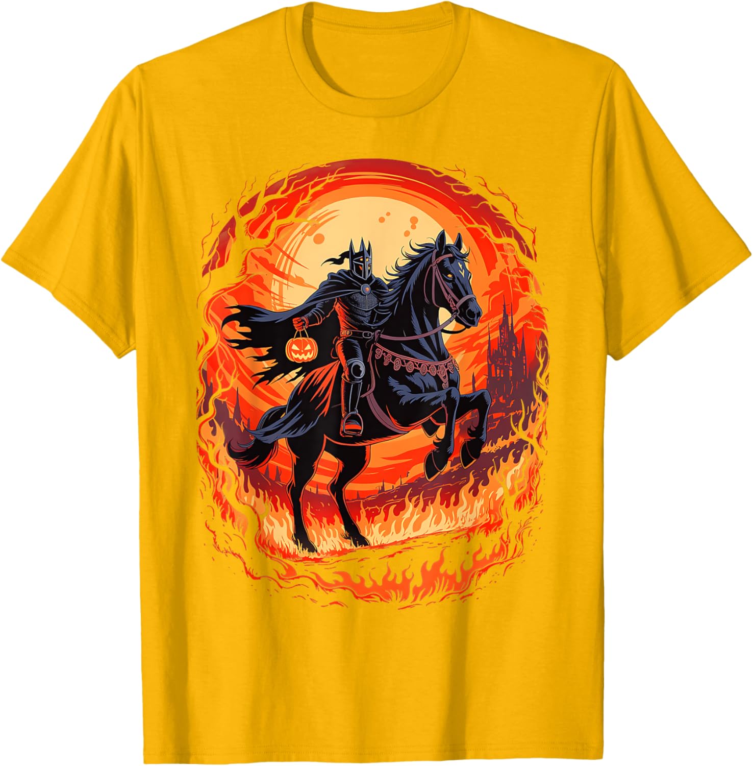 Spooky Pumpkin Headless Horseman Halloween T-Shirt for All Ages - 12