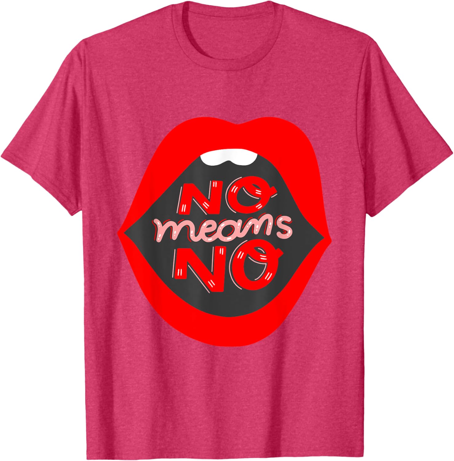 Retro Feminist No Means No Consent Pop Art Lips T-Shirt for Awareness - 14