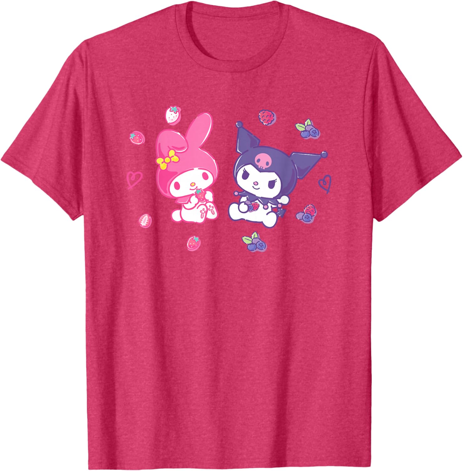 Sanrio Kuromi and My Melody Berry T-Shirt for Kids, Small Black Design - 12