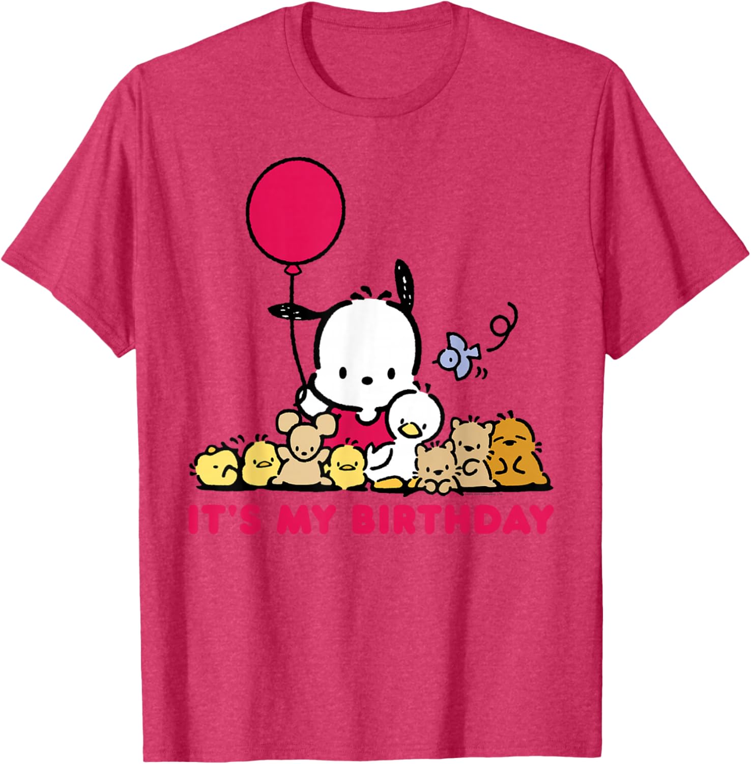 Pochacco Birthday T-Shirt for Adults, Grey Short Sleeve Classic Fit - 9