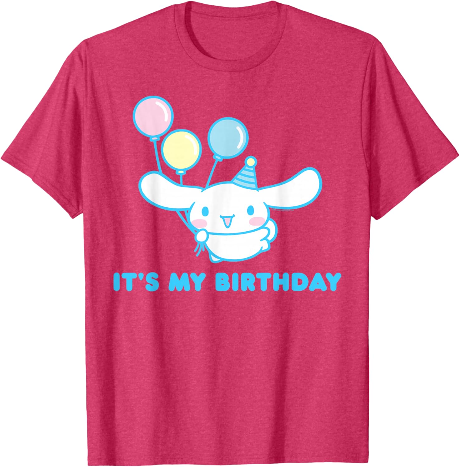 Sanrio Cinnamoroll Birthday T-Shirt for Adults - Blue Crew Neck Short Sleeve - 12
