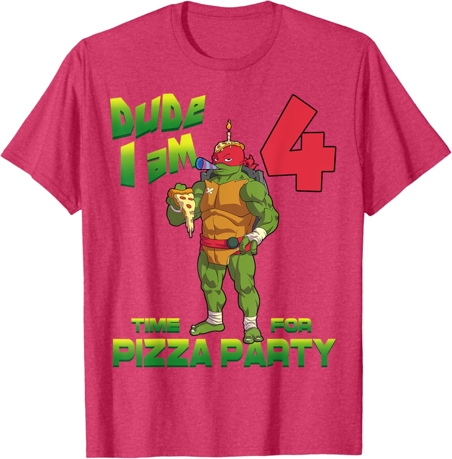 TMNT Raph Pizza Birthday Party T-Shirt for 4 Year Olds - Fun Kid's Clothing - 11