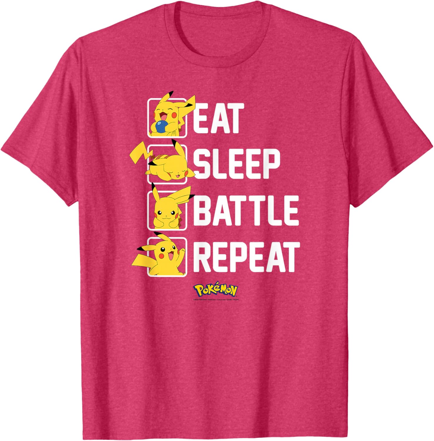 Pikachu Eat Sleep Battle Repeat T-Shirt for Pokémon Fans and Gamers - 8