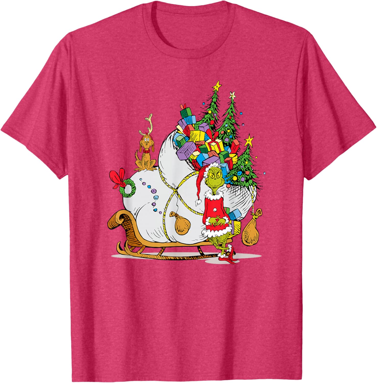 Dr. Seuss Grinch Sleigh T-Shirt - Fun Christmas Apparel for Everyone - 1