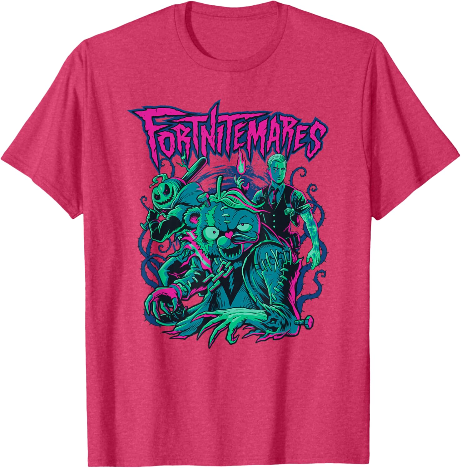 Fortnite Halloween Fortnitemares Retro Horror Group Shot T-Shirt for Fans - 26