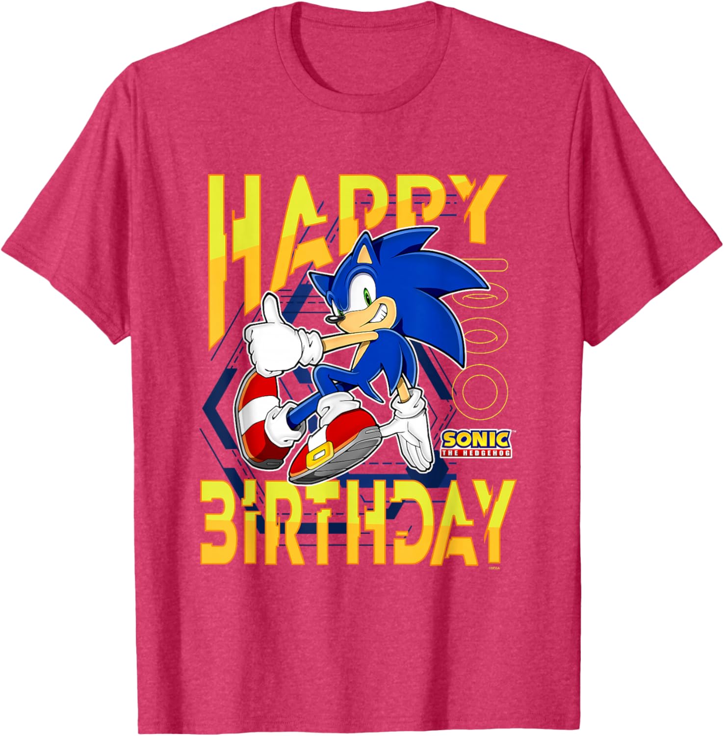 Sonic The Hedgehog Birthday T-Shirt with Thumbs Up Logo for Kids - 6