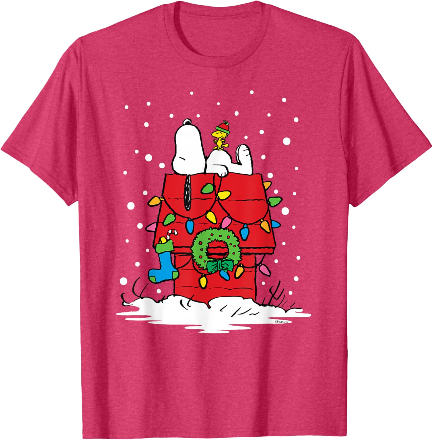 Peanuts Snoopy Woodstock Holiday Stocking T-Shirt for Festive Fun - 11