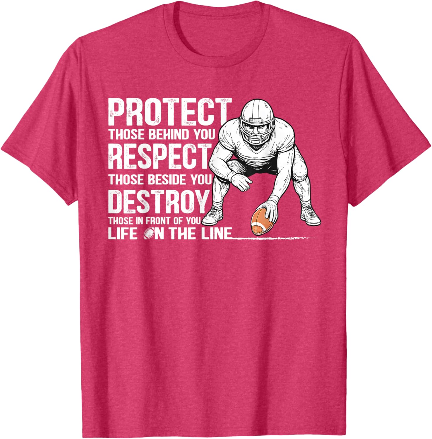 Vintage Protect Respect Destroy Offensive Lineman Football T-Shirt - 8