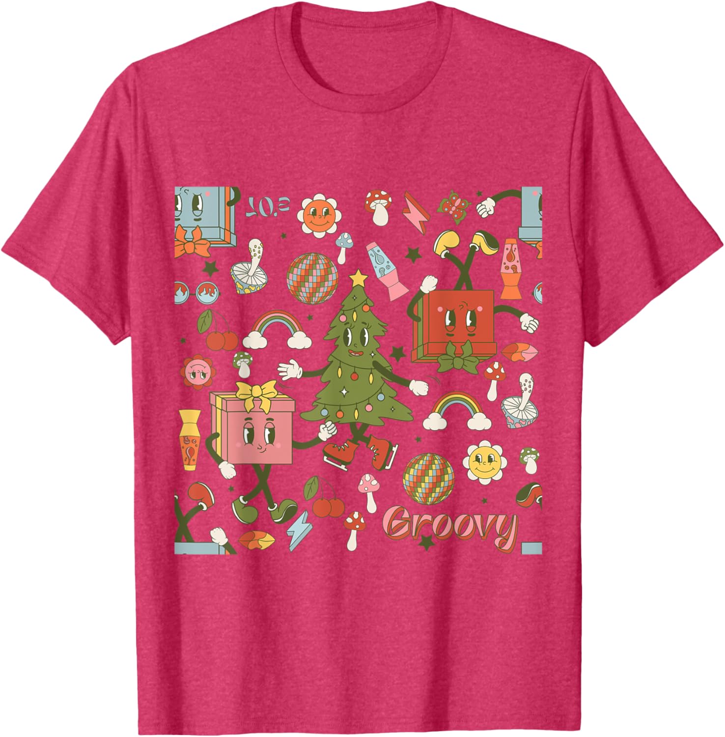 Retro 1970s Disco Christmas Tree Ugly Xmas T-Shirt for Fun Holiday Style - 22