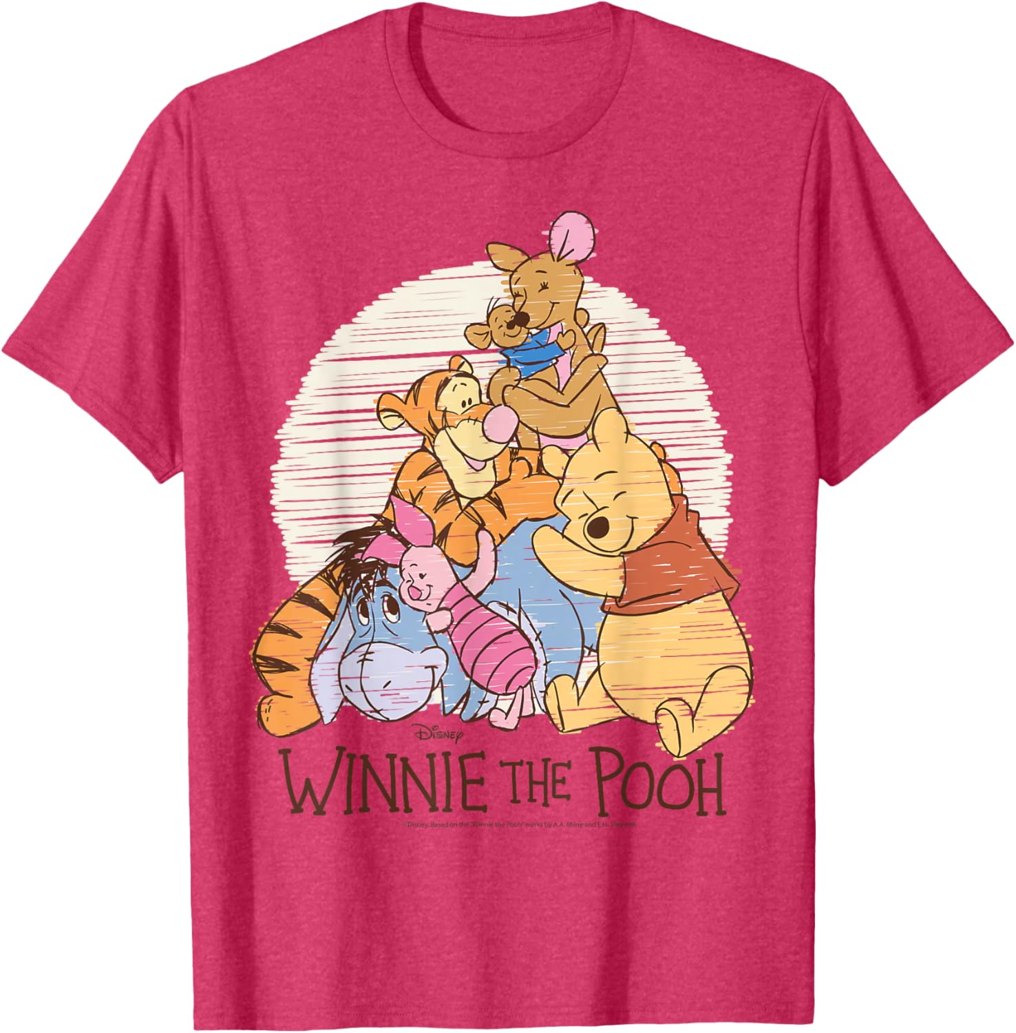 Winnie The Pooh Characters Hug T-Shirt for Kids and Adults Fun Wear - 6