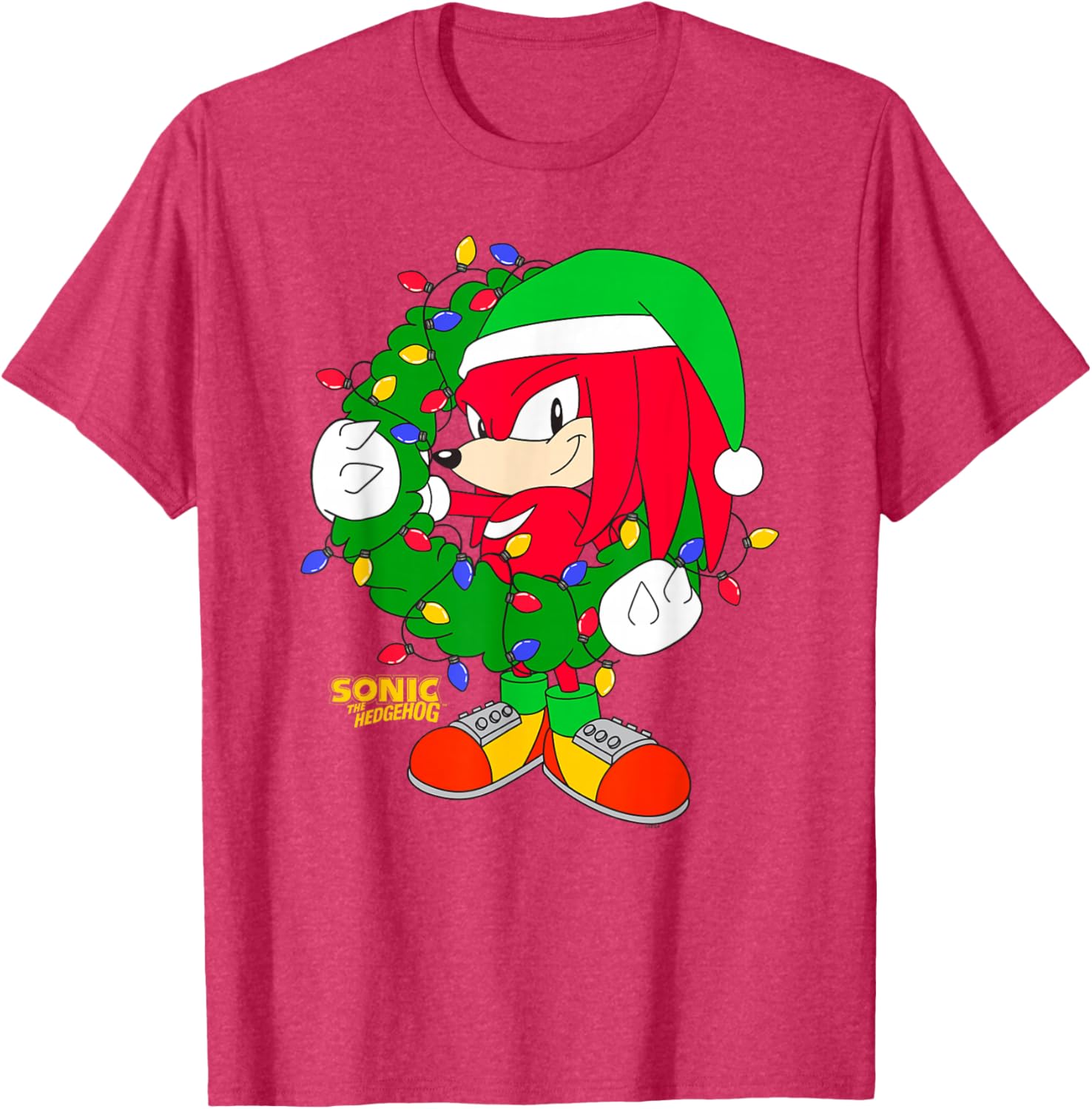 Sonic the Hedgehog Christmas Knuckle Wreath T-Shirt for Holiday Cheer - 1