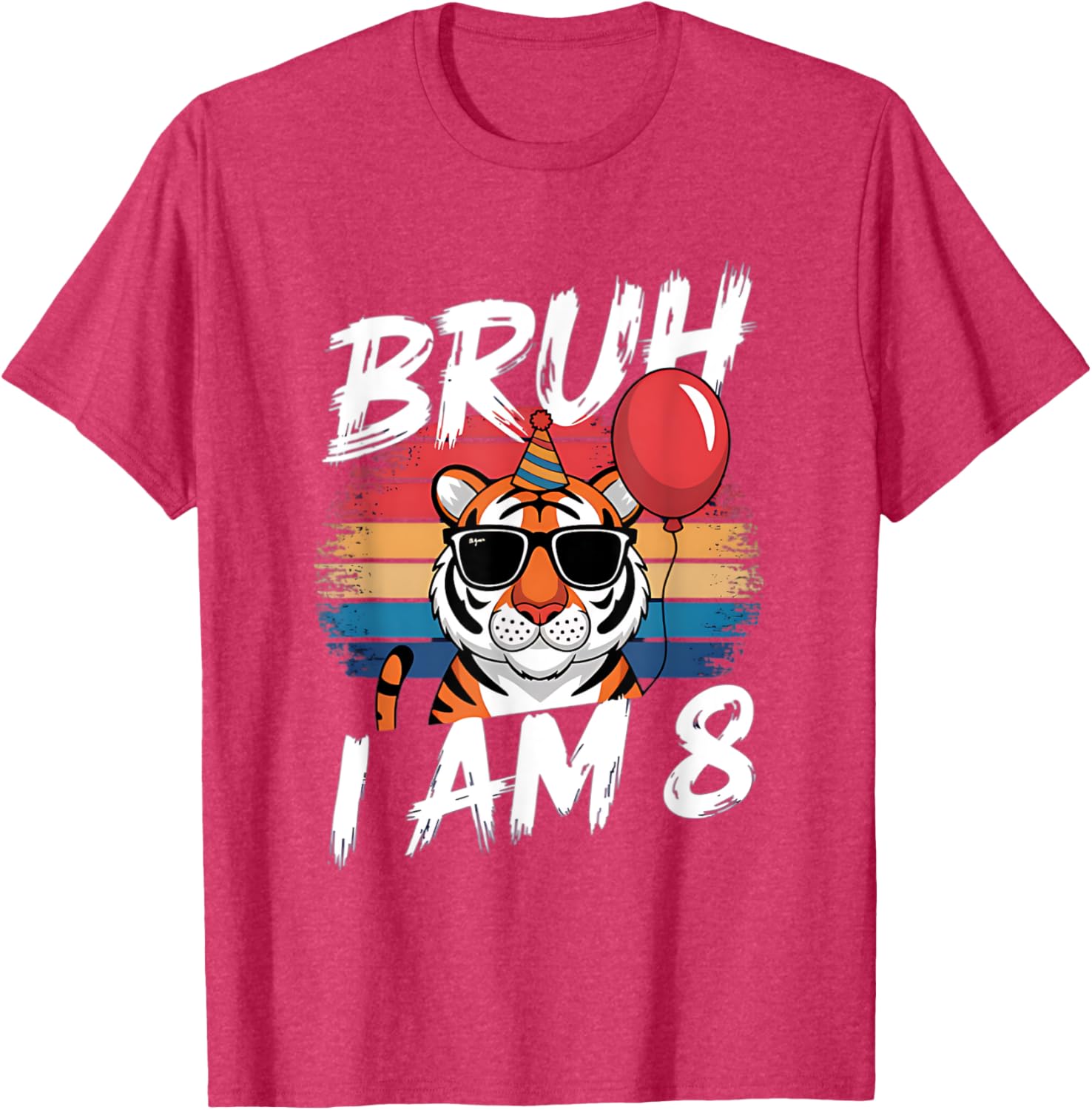 Retro Sunset Tiger Shirt for 8 Year Old's Birthday Party Fun - 4