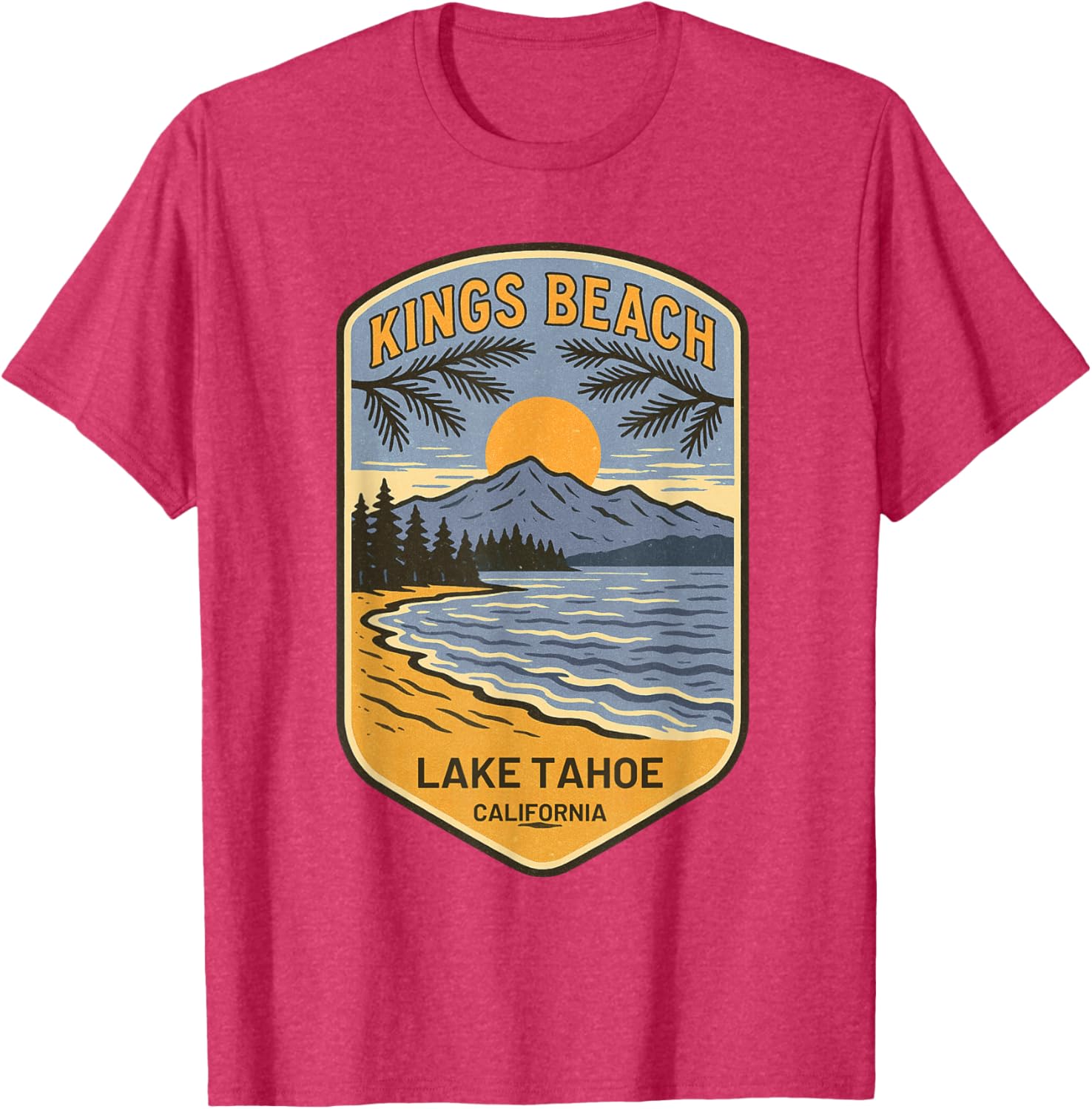 Retro Kings Beach Lake Tahoe T-Shirt Vintage Art Souvenir Apparel - 14