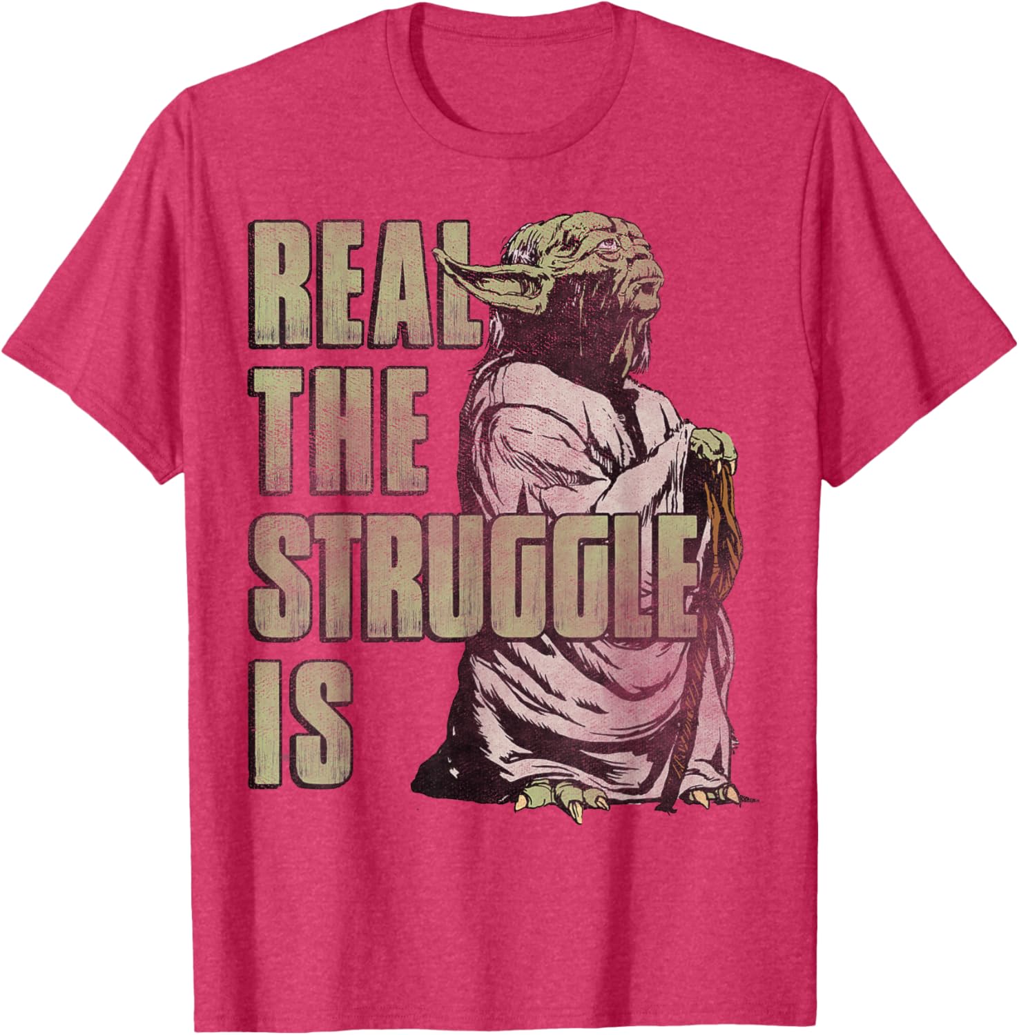 Star Wars Yoda Graphic T-Shirt The Struggle Is Real Fun Apparel - 7