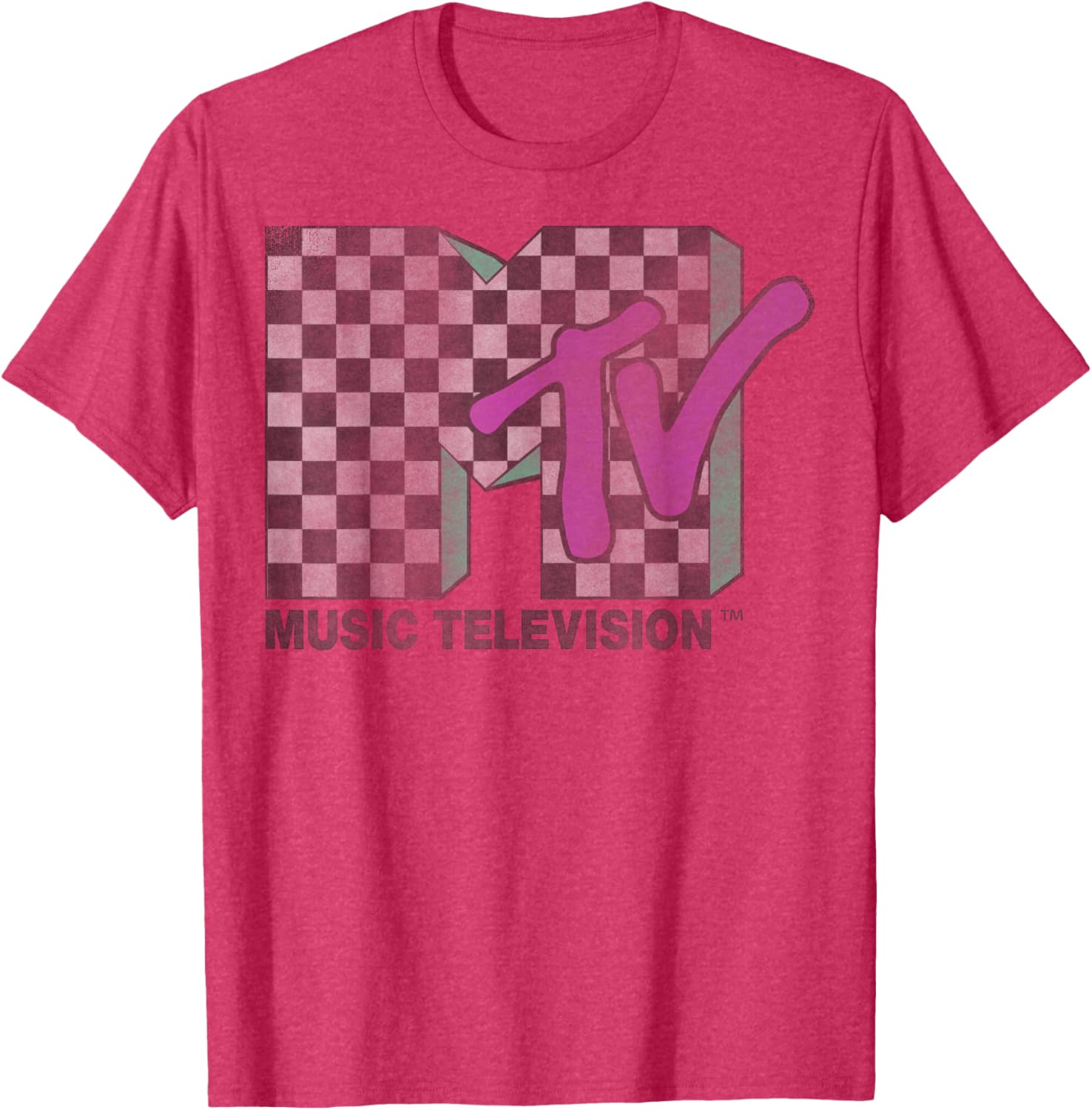 Retro MTV Checkered Distressed Logo Short Sleeve T-Shirt for Trendy Style - 3