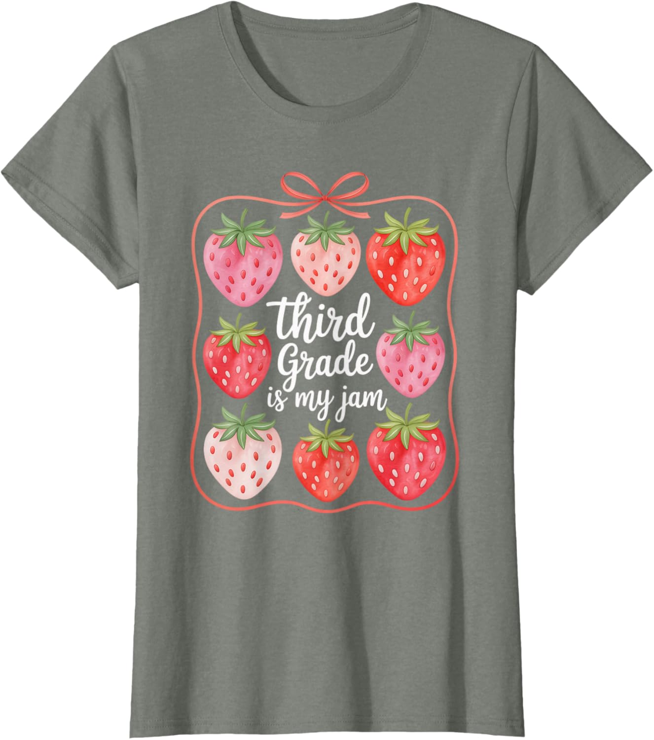 Cute Strawberry Teacher Back to School T-Shirt for Third Grade Fun - 15