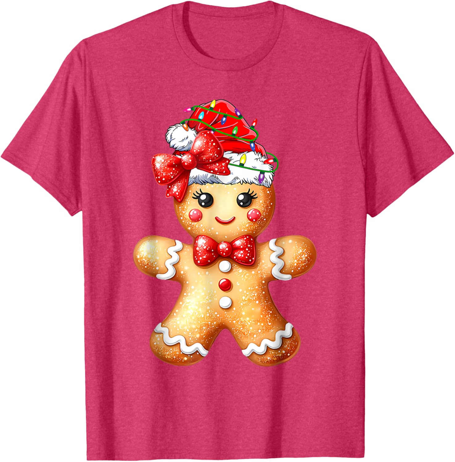 Merry Christmas Gingerbread Santa T-Shirt for Girls and Women - 21
