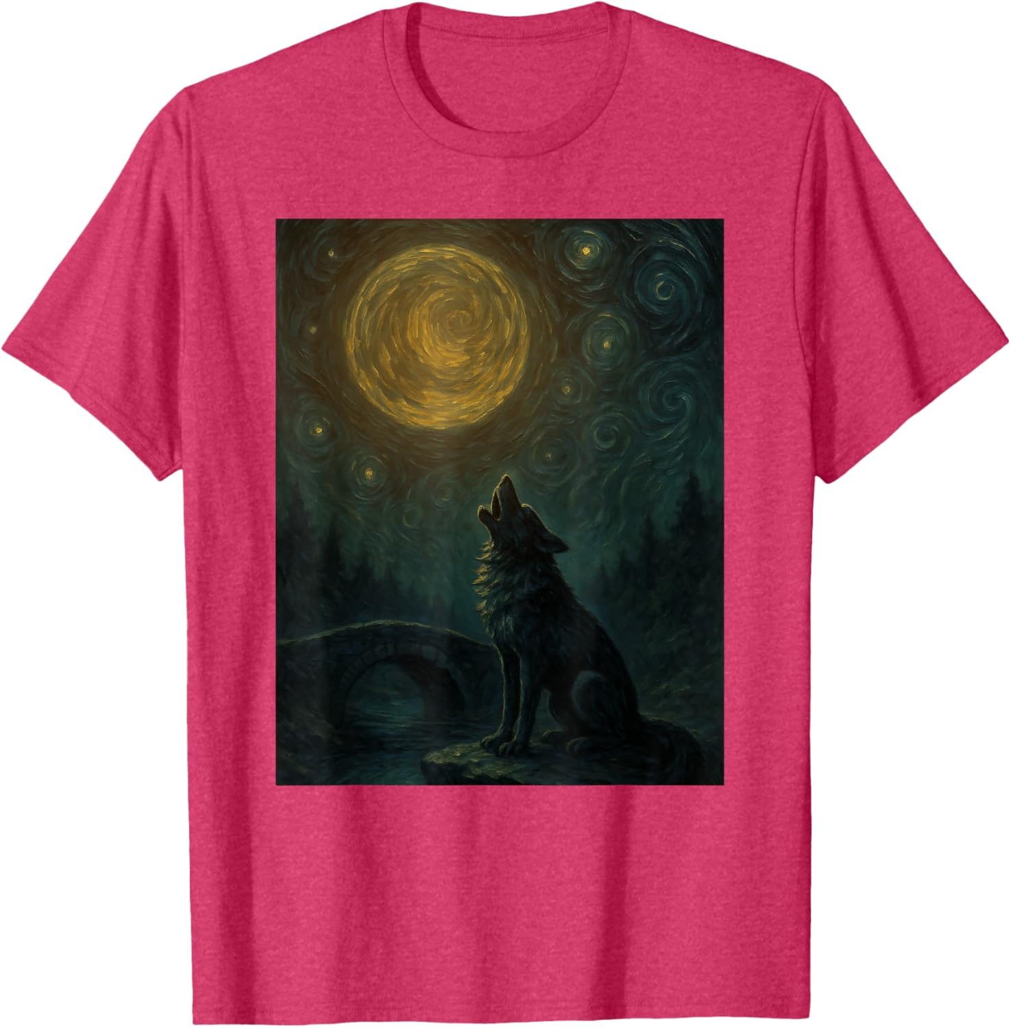 Wolf Starry Night Van Gogh Graphic T-Shirt for Art Lovers and Fashionistas - 22