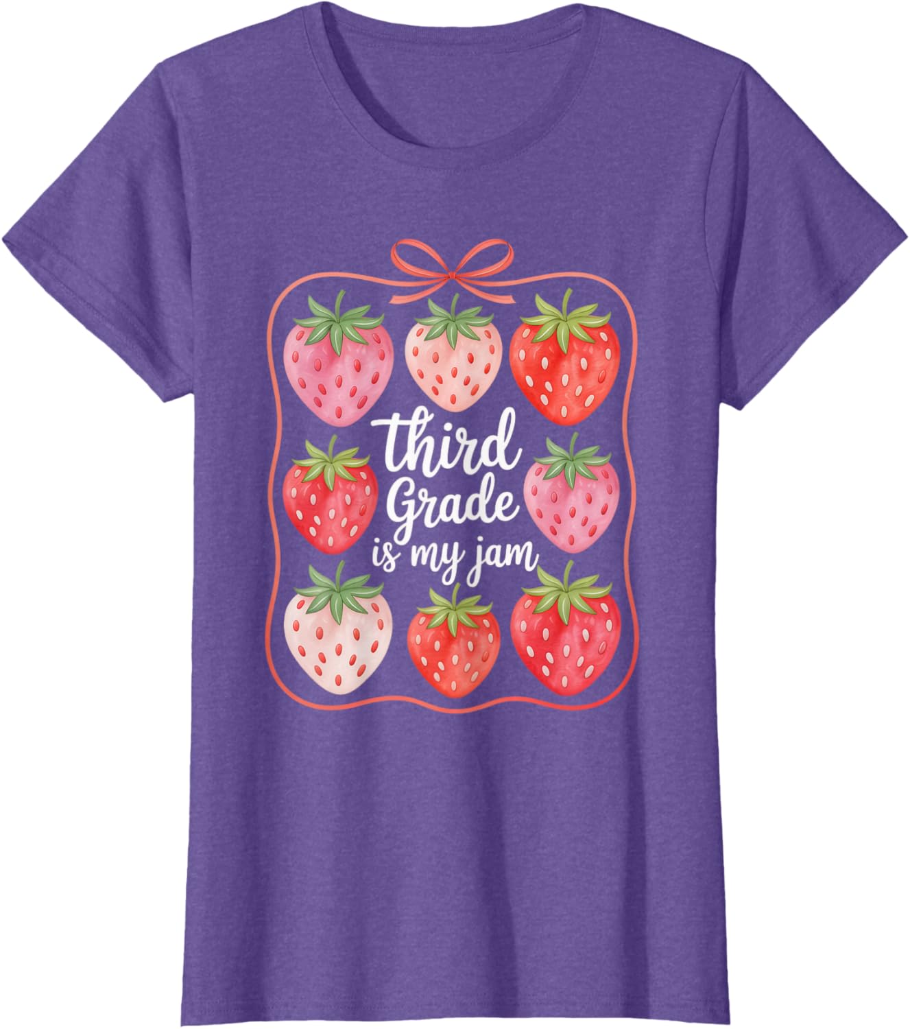 Cute Strawberry Teacher Back to School T-Shirt for Third Grade Fun - 3